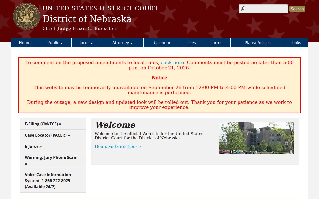 Nebraska federal court docket access at the District of Nebraska