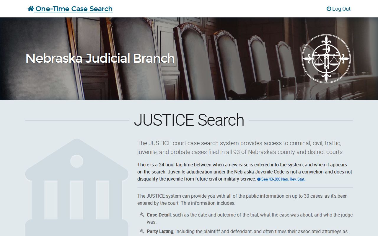Nebraska case search one-time party-name form